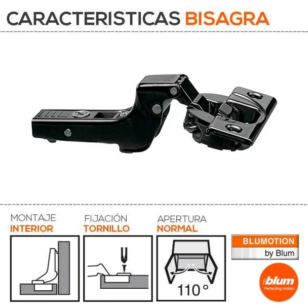 Dobradiça Super Angular 110º Ônix Blumotion
