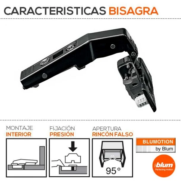Dobradiça Falso Canto 95º Ônix Blumotion