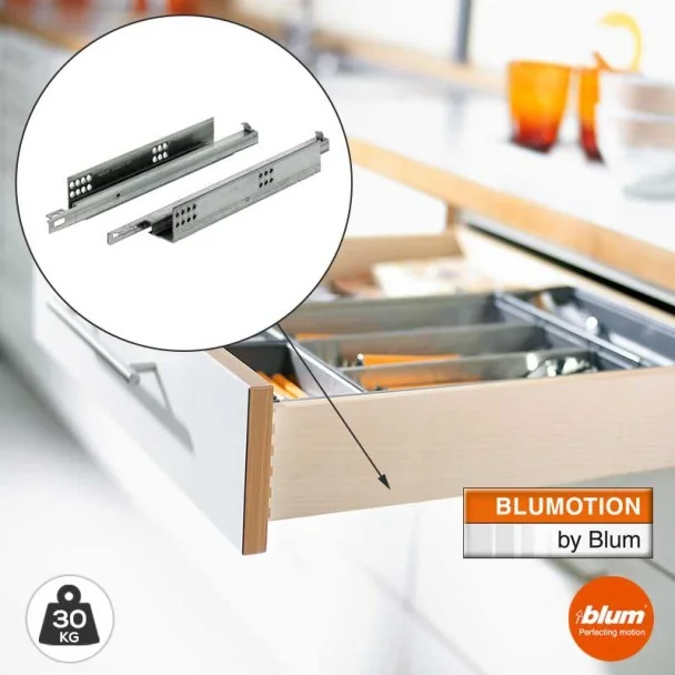 Conjunto de Corrediças Tandem Blumotion Extensão Total 30 kg