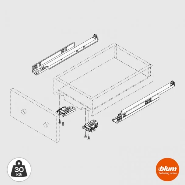 Conjunto de Corrediças Tandem Extensão Total 30 kg