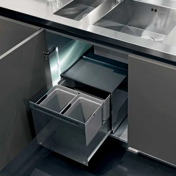Cubos Reciclagem de Lixo de Aço Inoxidável para Armário de Cozinha