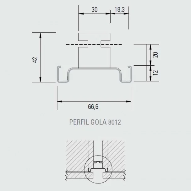 Perfil Gola Vertical Intermediário Preto 8012