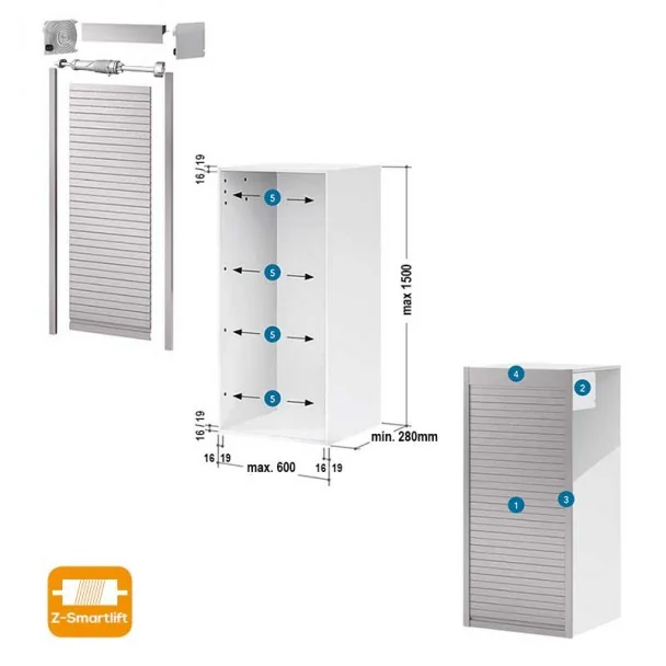Kit Persiana 60 x 150 cm PVC Aço Escovado Z-Smartlift