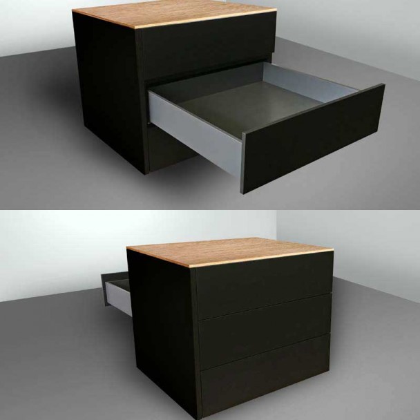 Ferragem Riverside, gaveta dupla com acesso duplo