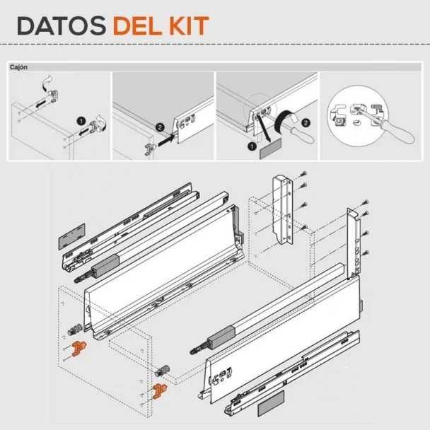Fixação Frontal para Gavetas e Extensões Tandembox Antaro (Casal 2 pçs)