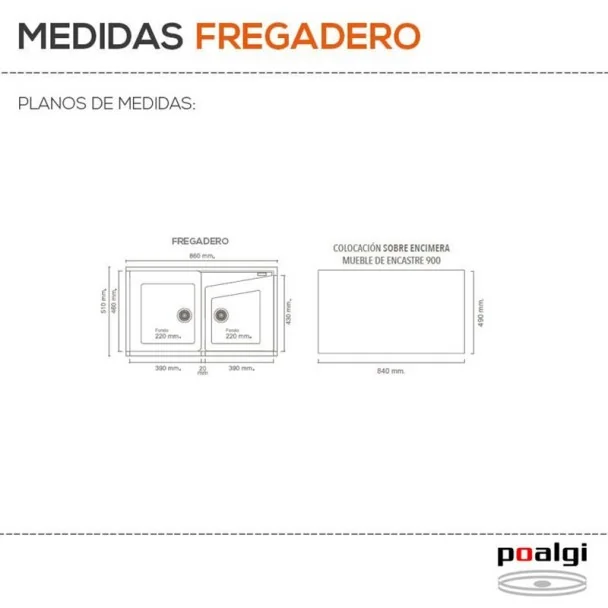 Pia Sintética 2 Seios Poalgi KUMA 304
