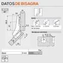 Dobradiça +45º Blum de Ângulo Semi-sobreposta en Interior para Cozinha