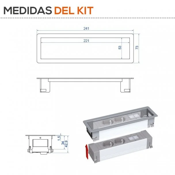 Quadro 3 Tomadas Cozinha Power Frame